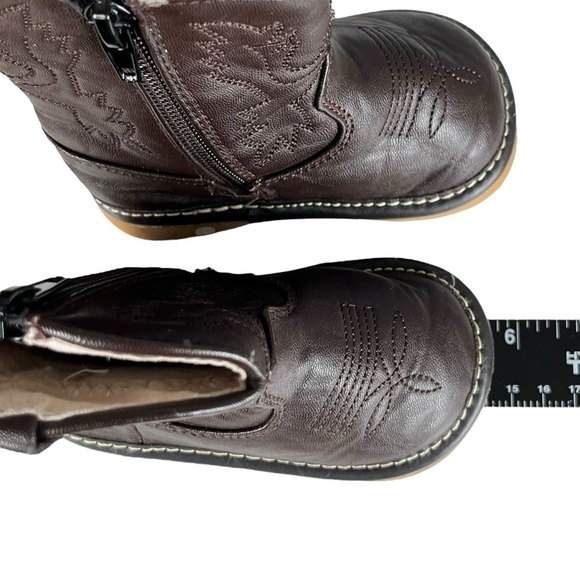 Squeak & Giggle Dark Brown Leather Zip Up Western Cowboy Boots Toddler Size ?? - Picture 10 of 13